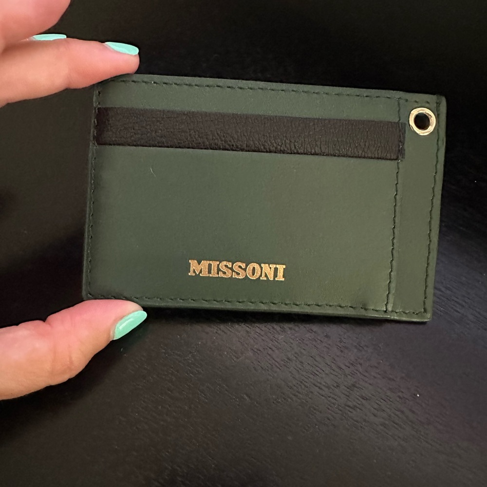 Missoni Dark Green Card Holder with Gold Accent